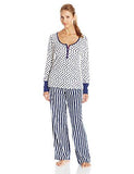 Packaged Rib Top With Flannel Pant Pajama Set Mad Hatter Stripe Navy Seals Large