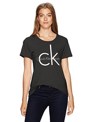 CALVIN KLEIN JEANS WOMEN SHORT SLEEVE CALVIN KLEIN HERITAGE LOGO TSHIRT BLACK SMALL