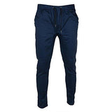 Elastic Waist Drop Crotch Slim Fit Jogger Pants 34 Navy