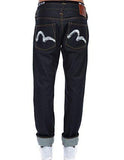 Slim Fit Ecru Bursh Embroidery Seagull Selvedge Denim