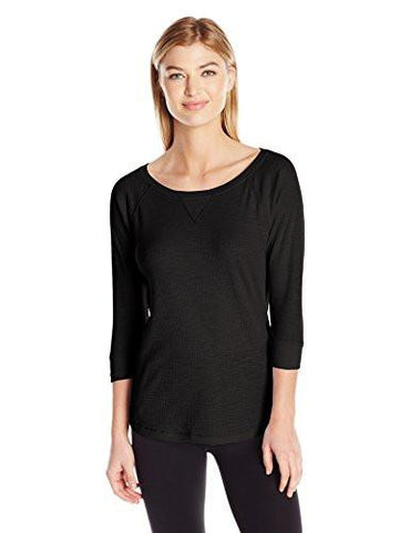 CALVIN KLEIN PERFORMANCE WOMEN TIC TAC TOE 34 SLEEVE RAGLAN SHIRTTAIL PULLOVER BLACK M