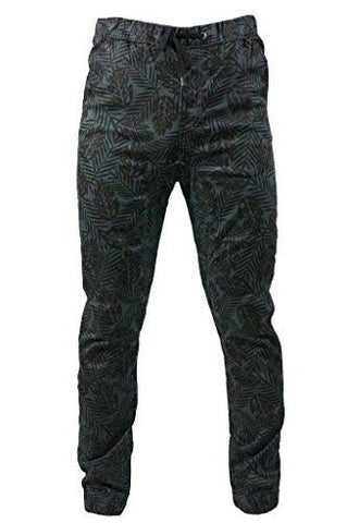 Leaf Print Drop Crotch Jogger Pants Black 34