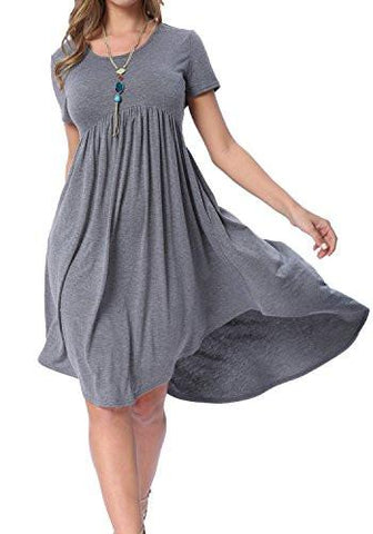 Levaca Tunics Hi Low Plain Simple Loose Casual T Shirt Dress Dark Gray XXl