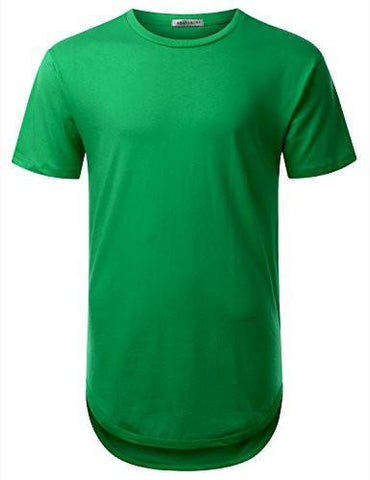 URBANCREWS Hipster Hip Hop Elong Crewneck TShirt KGREEN XXLARGE