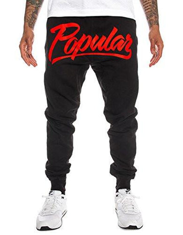 Popular Script Joggers Black & Red Small