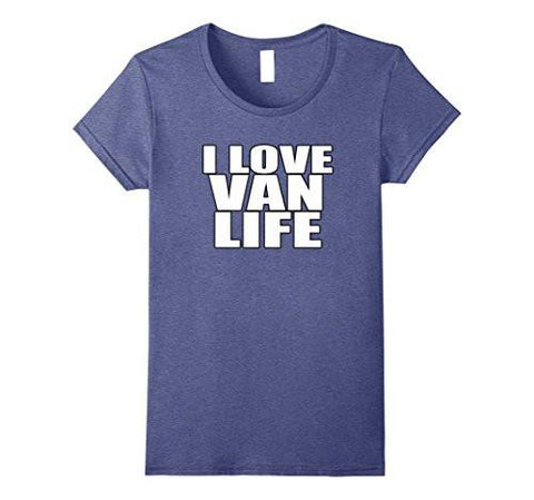 I Love Van Life TShirt Small Heather Blue