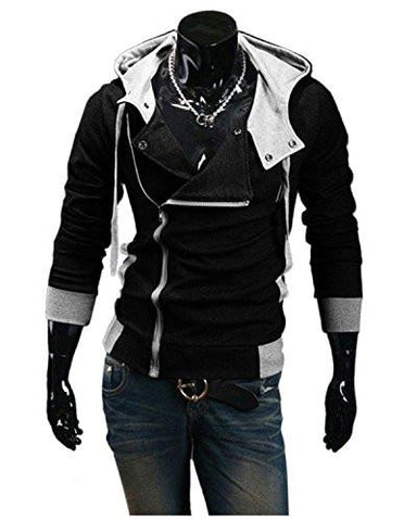 SUNNORN AUTUMN ZIPPER HOODIE CASUAL TOP COAT CARDIGAN SLIM HOODED JACKET M BLACK