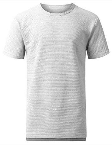 URBANCREWS Hipster Hip Hop Ribbed Knit Longline Tshirt WHITE S