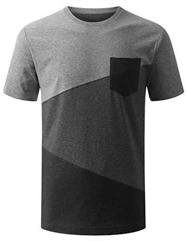 URBANCREWS Hipster Hip Hop Marled Cut and Sew Crewneck Tshirt BLACK LARGE