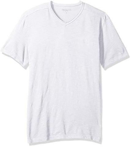 JEANS SHORT SLEEVE MIXED MEDIA VNECK TSHIRT WHITE WASH MEDIUM