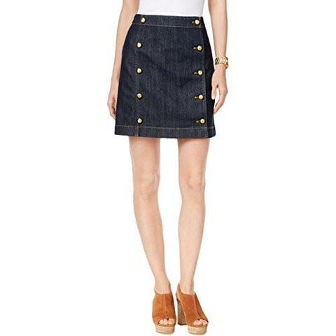 Denim Button Down Mini Skirt Blue 14