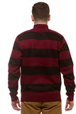 Ecko Unltd Rugby Striped Quarter Zip Long Sleeve Sweater Burgundy L