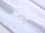 White Skinny Slim Fit Ripped Distressed Destroyed Stretch Pants