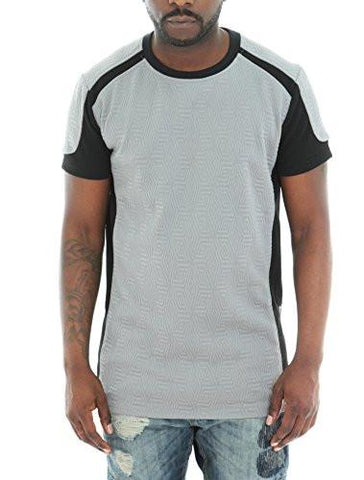 Imperious Embossed Geometric Side Zipper Longline Moto T Shirtgreym