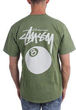 STUSSY 8 BALL PIG. DYED TSHIRT SIZE: XXLARGE COLOR: OLIVE