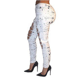 White Knee Skinny Denim Distressed Ripped S