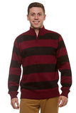 Ecko Unltd Rugby Striped Quarter Zip Long Sleeve Sweater Burgundy L