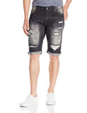 SOUTHPOLE DENIM SHORTS WITH DESTRUCTED RIPPED AND REPAIRED BLACK SAND 38