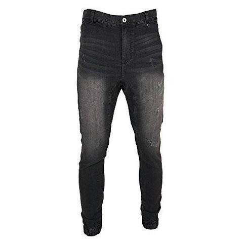 Harem Fit Elastic Cuff Denim Jogger Pants 32 Black