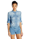 JEANS WOMEN LONG SLEEVE CORE UTILITY LYOCELL SHIRT CRUMPLED COLE LARGE