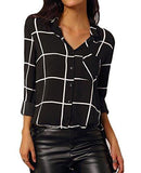 M2Mo Classic Plaid Long Sleeve Midlength Button Up Shirts Black US Xl