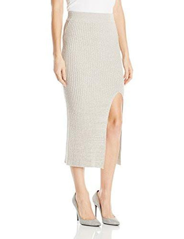 Bcbgeneration Rib Slit Skirt Light Heather Grey Large