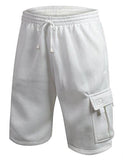 URBANCREWS Hipster Hip Hop Cargo Athletic Shorts WHITE XL