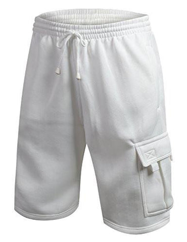 URBANCREWS Hipster Hip Hop Cargo Athletic Shorts WHITE XL