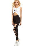 Leggings Cutout Skinny Tights Ripped Yoga Workout Pants Black Small