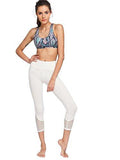 Capri Leggings Fishnet Mesh Workout Yoga Active Crop Pants White L