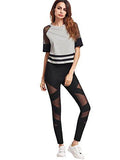 Mesh Stretchy Leggings Sports Workout Yoga Active Tights Black S
