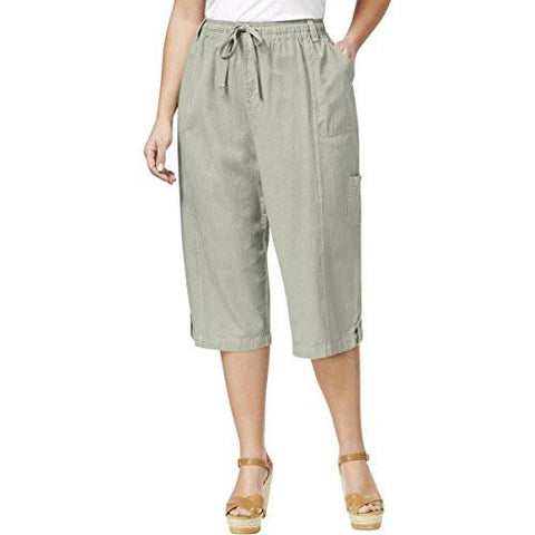 Plus Pull On Capri Pants Green 0X