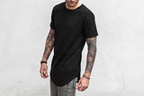 VITALY DESIGN ELONGATED CONTEMPORARY DOUBLE SCOOPED LONG TSHIRT L BLACK