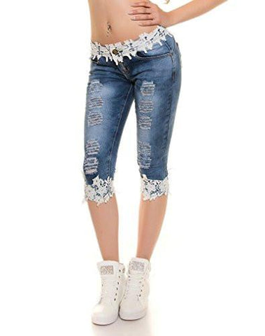 Fashare Distressed Ripped Lace Patchwork Sexy Leggings Pants
