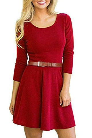 Creti Casual Long Sleeve Aline and Flare Tunic Dress Shirt Dress