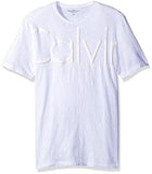 JEANS MEN SHORT SLEEVE OVERSIZED CALVIN LOGO CREW NECK TSHIRT WHITE WASH SMALL