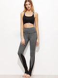 Leggings Crisscross Stirrup Tights Gym Yoga Workout Pants Large Heather Grey