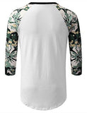 URBANCREWS Hipster Hip Hop Camo Pattern Raglan Baseball Shirt WHITE M