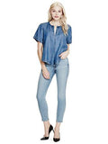 GUESS WOMEN JORDAN OPEN BACK TOP STONE ENZYME + BLEACH WASH M