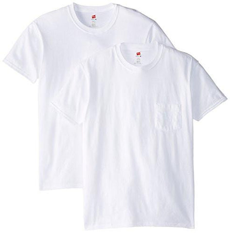 HANES NANO PREMIUM COTTON POCKET TSHIRT PACK OF 2 WHITE LARGE