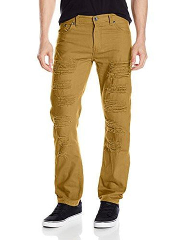Twill Pants Long Destructed Ripped And Repaired In Solid Colors Caramel 34X34