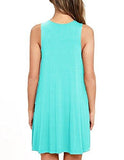 Viishow Basic Sleeveless Casual Loose Pockets Tshirt Dress Nile BlueSmall