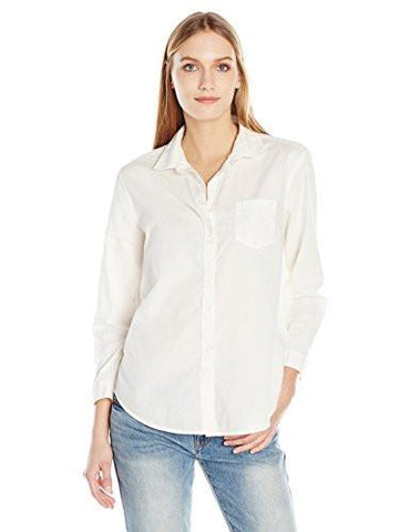 JEANS EASY BOYFRIEND BUTTON DOWN SHIRT SNOW WHITE MEDIUM
