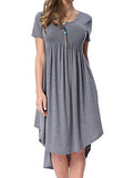 Levaca Tunics Hi Low Plain Simple Loose Casual T Shirt Dress Dark Gray XXl