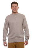 Ecko Unltd Marled Quarter Zip Long Sleeve Elbow Patch Sweater Taupe M