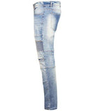 Premium Destroyed Slim Fit Moto Biker Pants 32 M. Blue