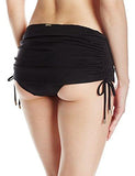 Side Shirred Skirted Bikini Bottom Black S