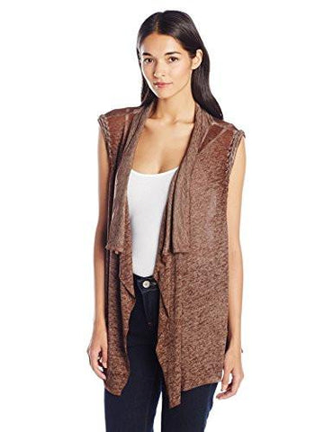Vest with Braided Trim At Armholes Tobacco M