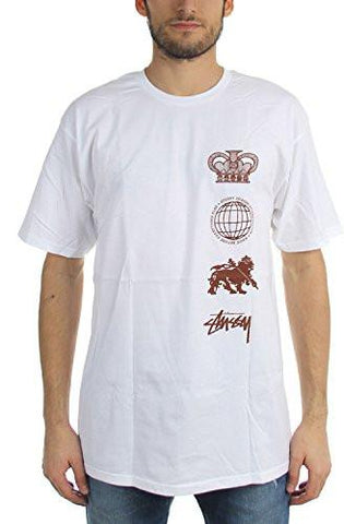STUSSY CLASSIC STACK TSHIRT SIZE: LARGE COLOR: WHITE
