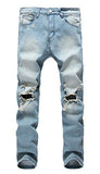 Ripped Skinny Destroyed Slim Fit Pants With Holes Light Blue Us 32